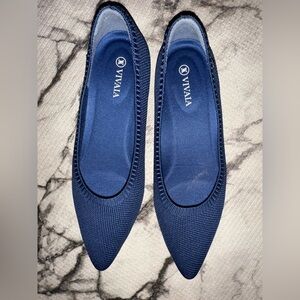 VIVAIA Blue Knit pointed Flats 38.5 office business contemporary
